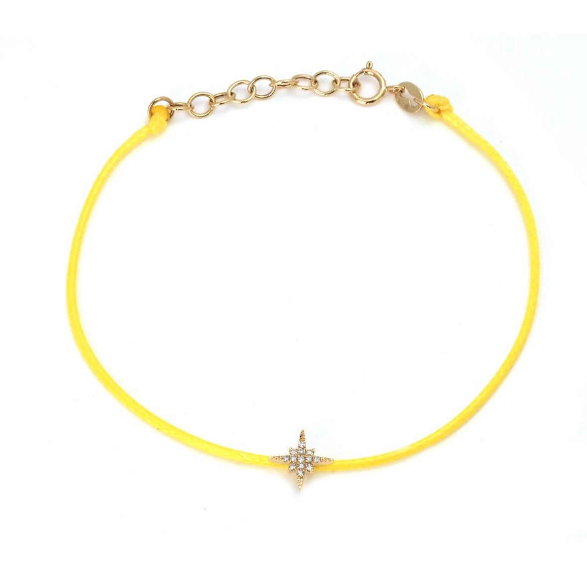 14K Yellow Gold Diamond Star String Bracelet 6+1”