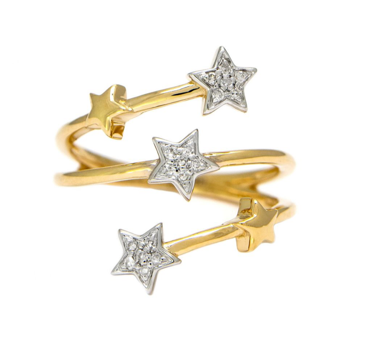14K Yellow Gold Lots of Stars Diamond Ring