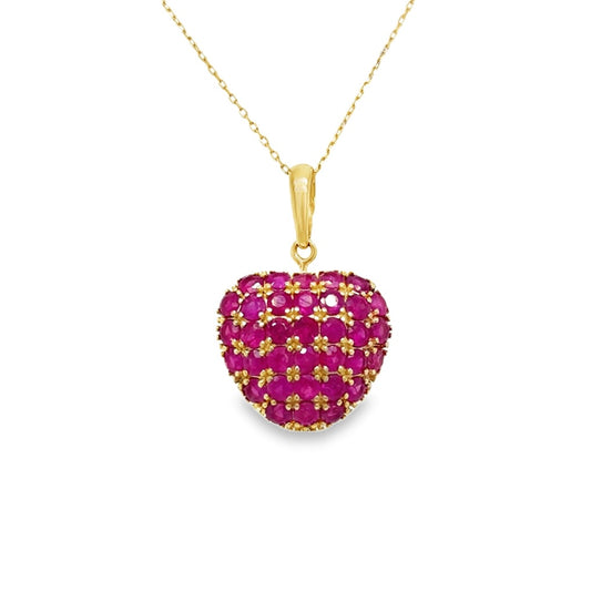 14K Yellow Gold Small Ruby Heart Charm