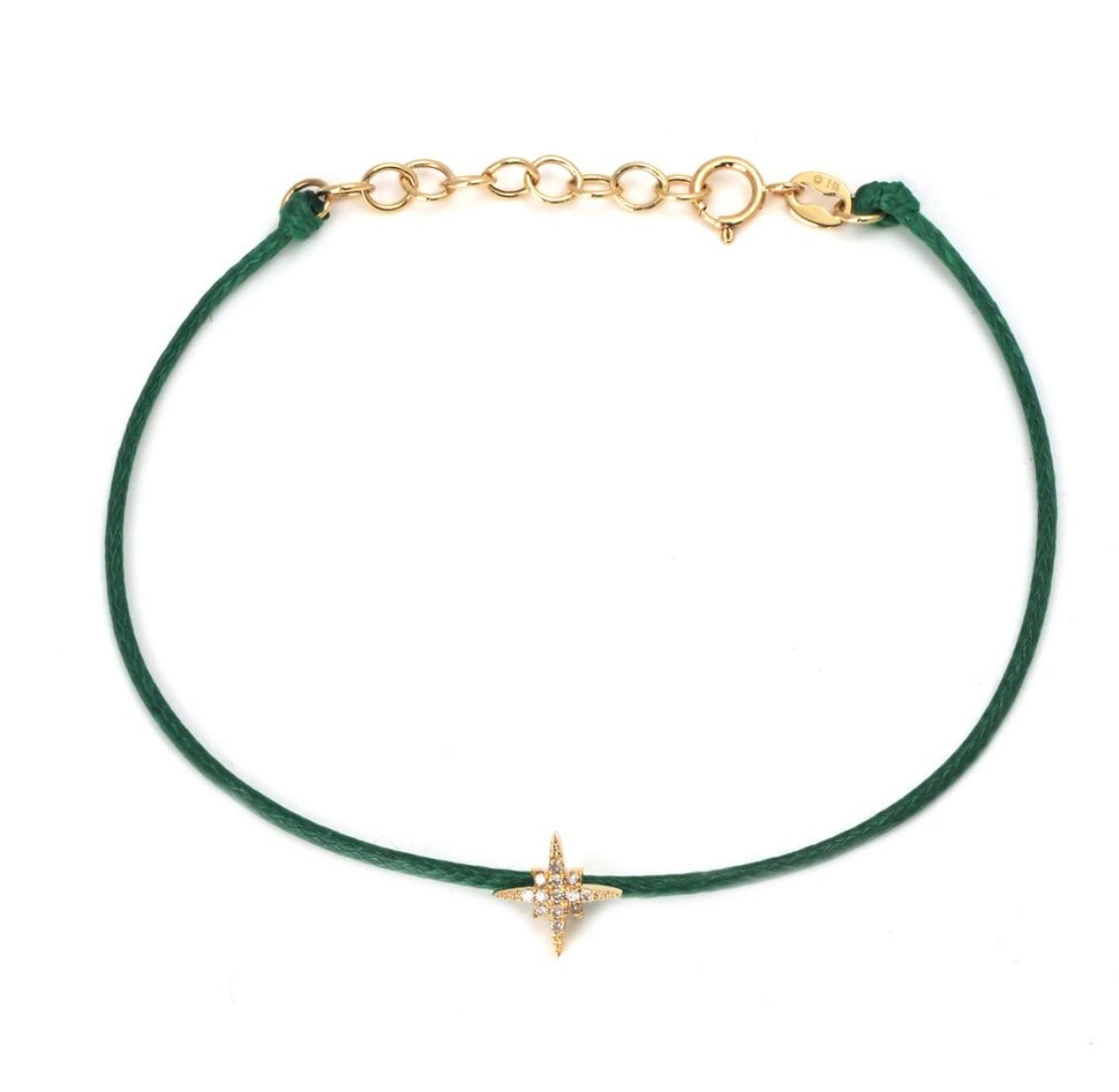 14K Yellow Gold Diamond Star String Bracelet 6+1”