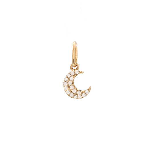 14K Diamond Yellow Gold Mini Moon Charm Pendent