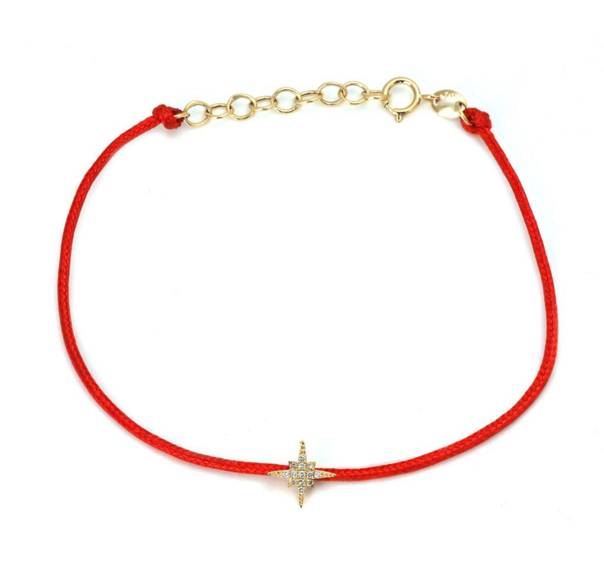 14K Yellow Gold Diamond Star String Bracelet 6+1”