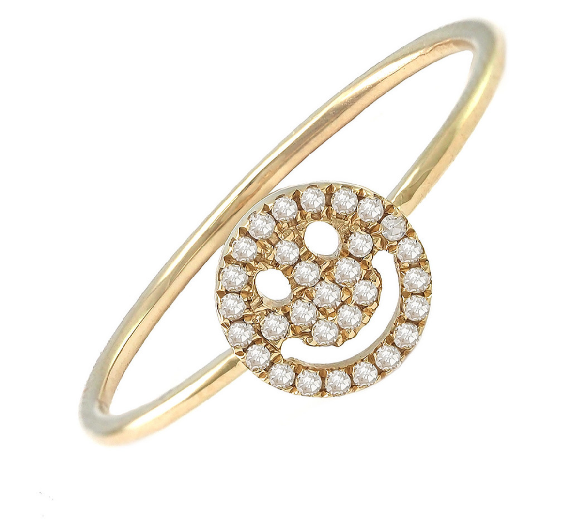 14K Yellow Gold Smiley Face Diamond Ring