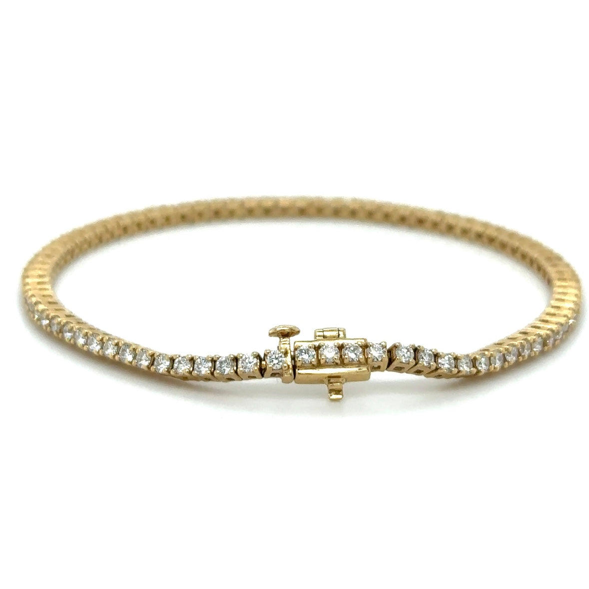 14K Yellow Gold Natural Diamond Tennis Bracelet 7” 2CT