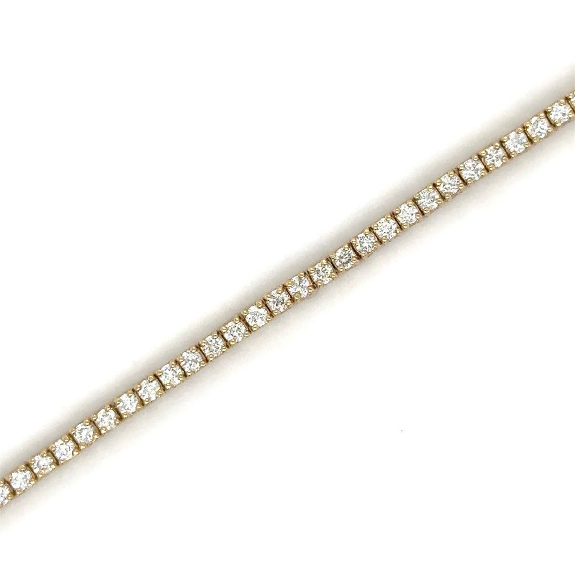 14K Yellow Gold Natural Diamond Tennis Bracelet 7” 2CT