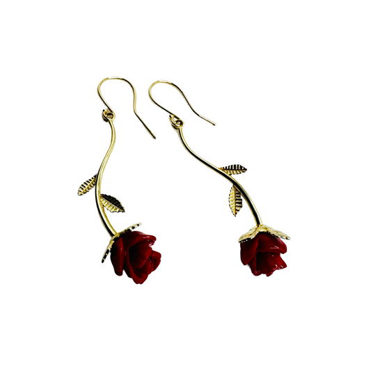 14K Rose Earrings