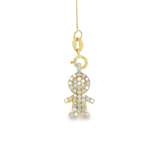 14K Yellow Gold Diamond Boy Charm Pendent