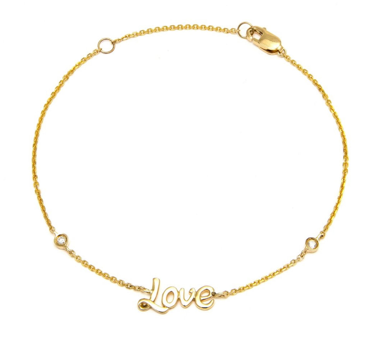 14K Yellow LOVE Diamond Bracelet