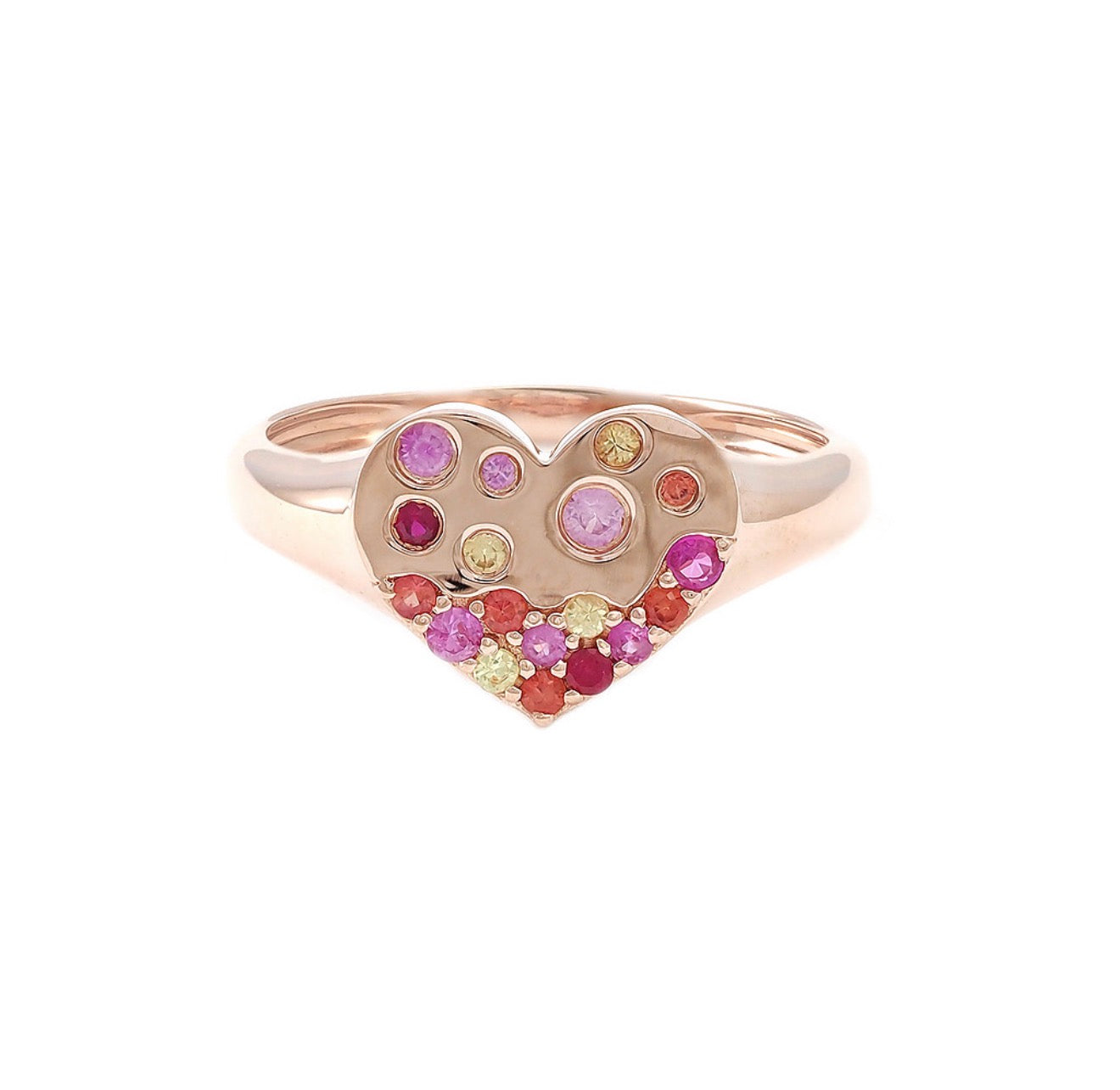 14K Yellow Gold Natural Sapphire Heart Ring Size 6