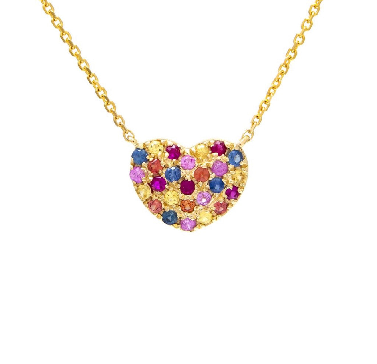 14K Yellow gold Multi Gem Ruby, Orange, Pink, Yellow Sapphire