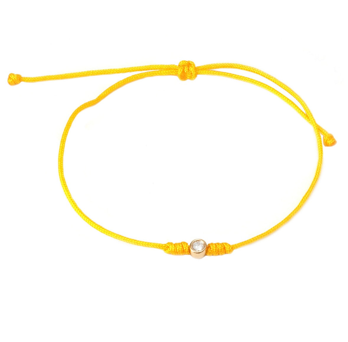 14K Yellow Gold Bezeled Diamond String Bracelet