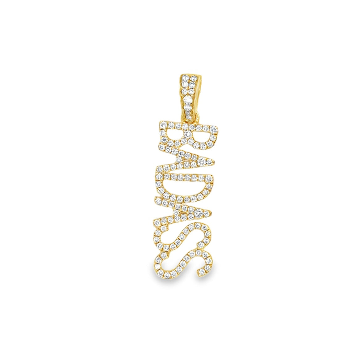 14K Yellow Gold Badass Diamond Charm Pendent