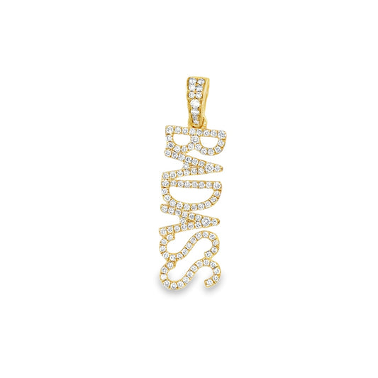 14K Yellow Gold Badass Diamond Charm Pendent