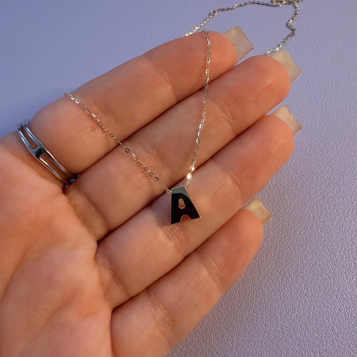 14K Yellow Gold Initial Charm Pendent Necklace 16-18"
