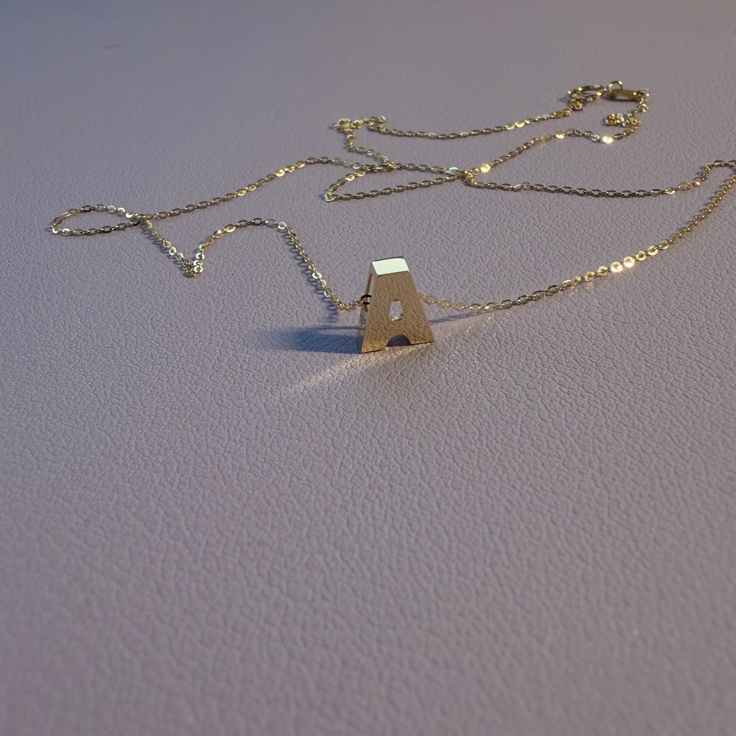 14K Yellow Gold Initial Charm Pendent Necklace 16-18"