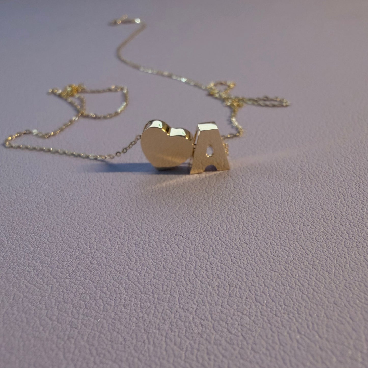 14K Yellow Gold Initial Charm Pendent Necklace 16-18"