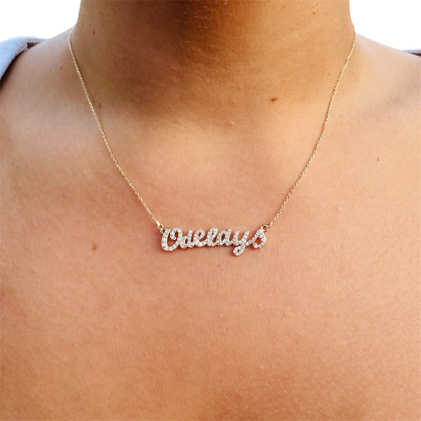 14K Yellow Gold 5MM Custom Diamond Name Necklace